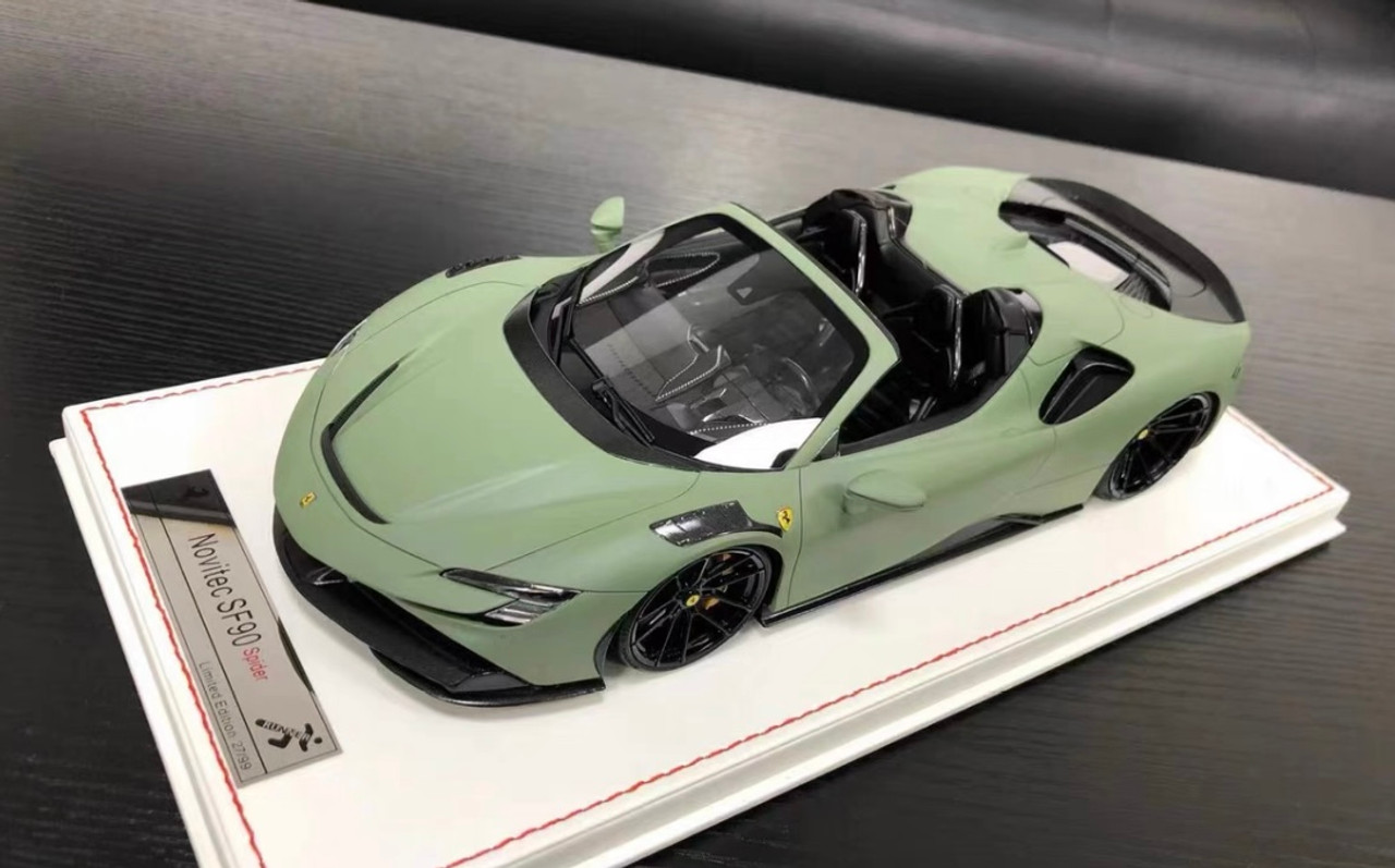 1/18 Runner Ferrari SF90 Spider Novitec (Matte Green) Resin Car Model  Limited 99 Pieces