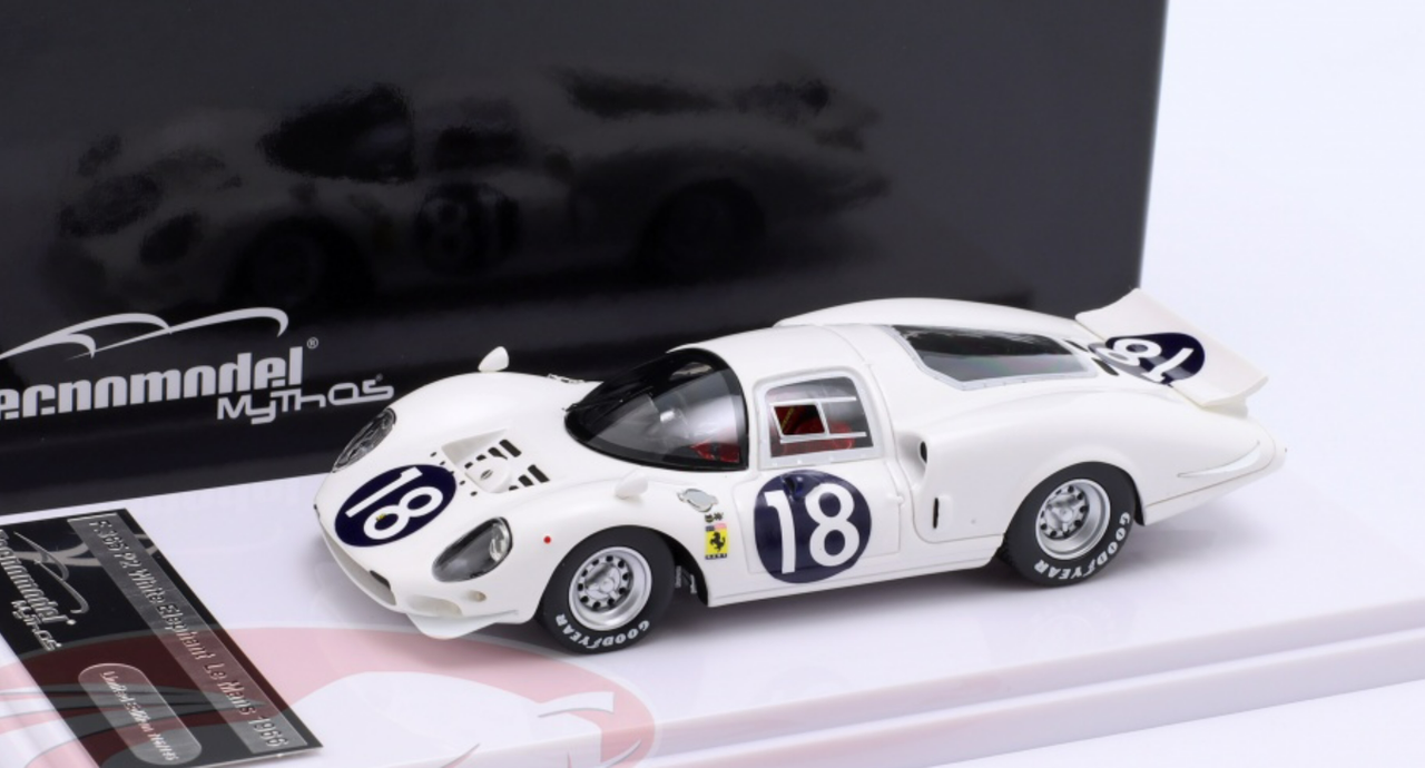1/43 Tecnomodel 1966 Ferrari 365 P2 White Elephant #18 24h LeMans North  American Racing Team Masten Gregory, Bob Bondurant Resin Car Model
