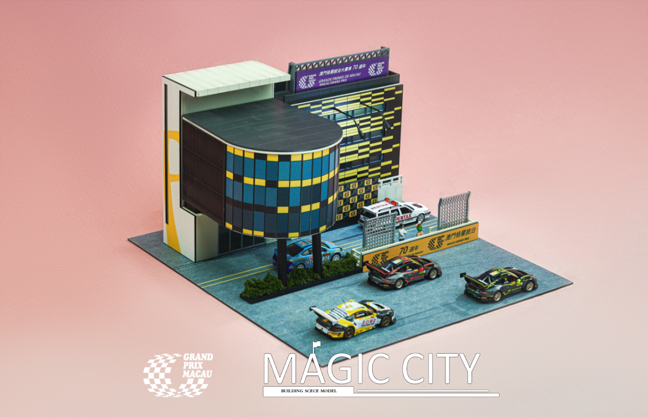 1/64 Magic City Grand Prix Macau Main Race Building Diorama (Figures & Cars NOT Included)