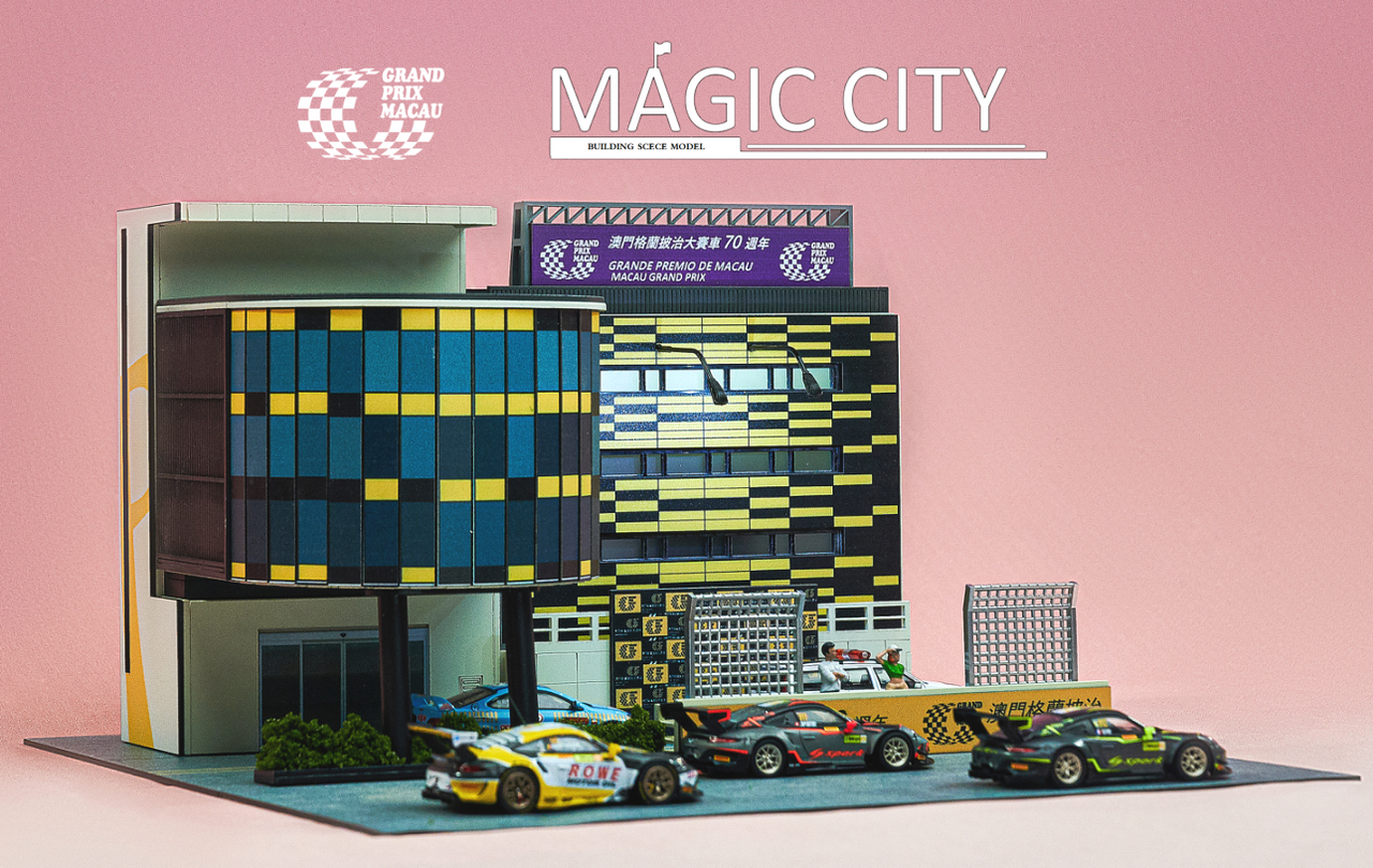 1/64 Magic City Grand Prix Macau Main Race Building Diorama (Figures & Cars NOT Included)