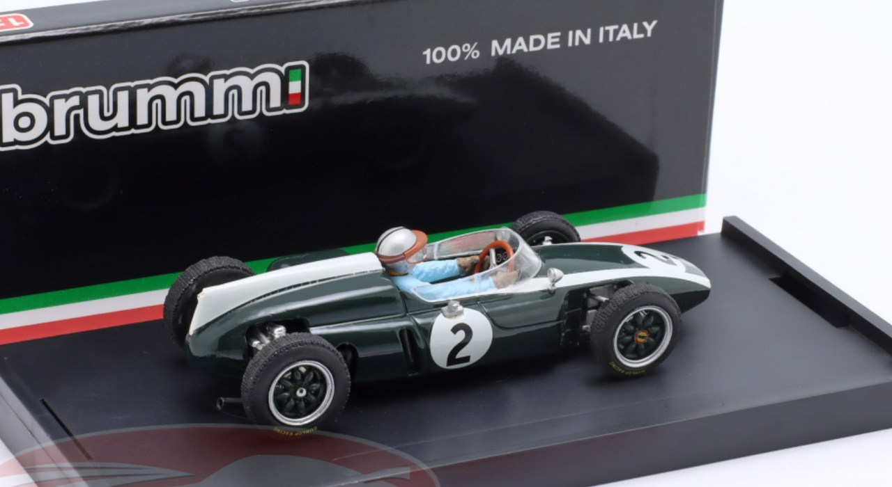 1/43 Brumm 1960 Formula 1 Bruce McLaren Cooper T53 #2 British GP Car Model with Driver Figure