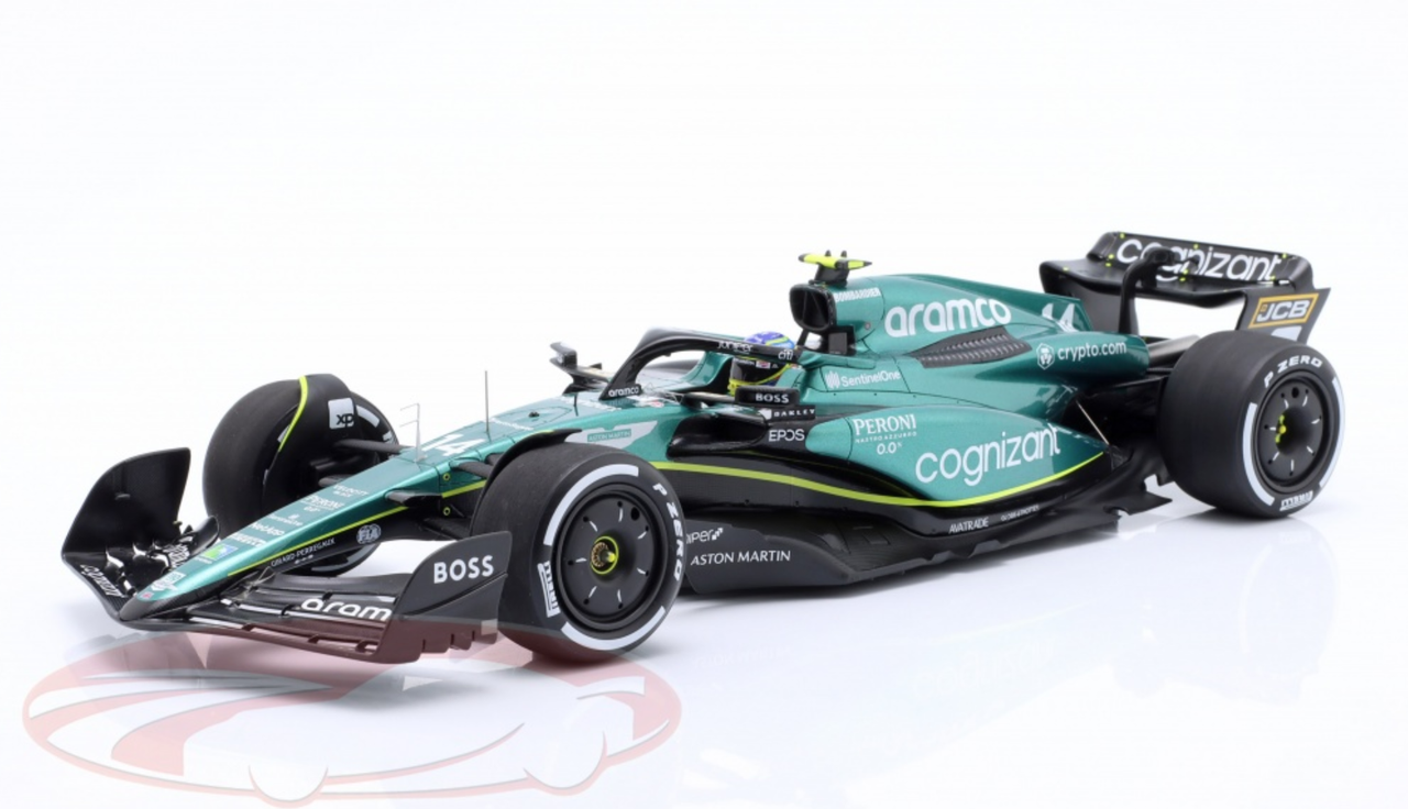 1/18 Spark 2023 Formula 1 Aston Martin AMR23 No.14 Aston Martin Aramco  Cognizant F1 Team Fernando Alonso 3rd Bahrain GP Resin Car Model