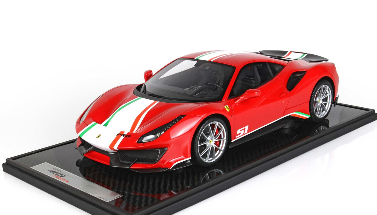 1/12 BBR Ferrari 488 Pista Piloti Ferrari (Rosso Corsa 322 Red) Resin Car Model Limited 50 Pieces