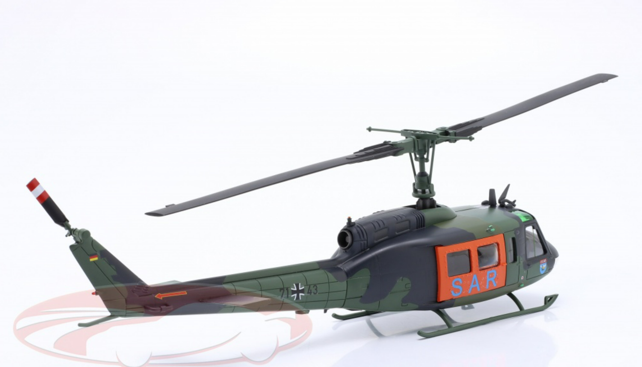 1/35 Schuco Bell UH 1D Helicopter German Army Bundeswehr "SAR" (Green & Orange) Model