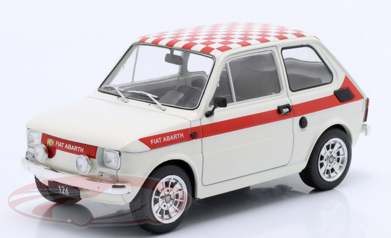 1/18 Modelcar Group 1972 Fiat 126 Abarth-Look (White & Red) Car Model