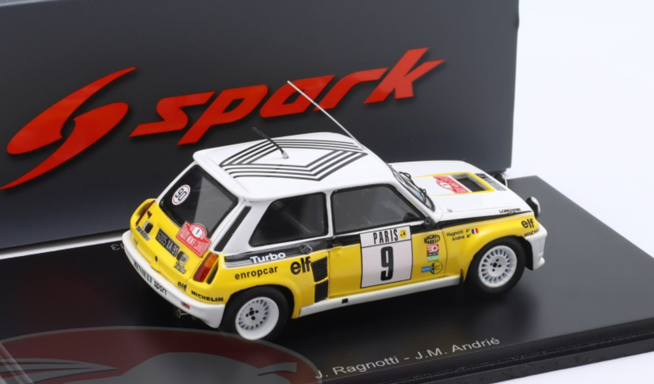 1/43 Spark 1983 Renault 5 Turbo #9 Rally Monte Carol Renault Elf Jean Ragnotti, Jean-Marc Andrie Car Model