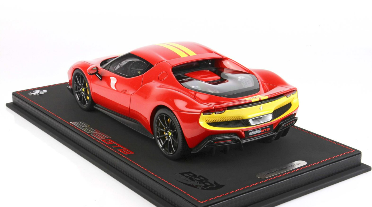 1/18 BBR Ferrari 296 GTB Trim Fiorano (Rosso Corsa 322 Red with Yellow  Stripes) Resin Car Model Limited 99 Pieces