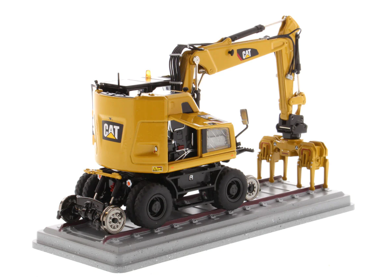 1/50 Diecast Masters Cat M323F Railroad Wheeled Excavator - Cat Yellow Version