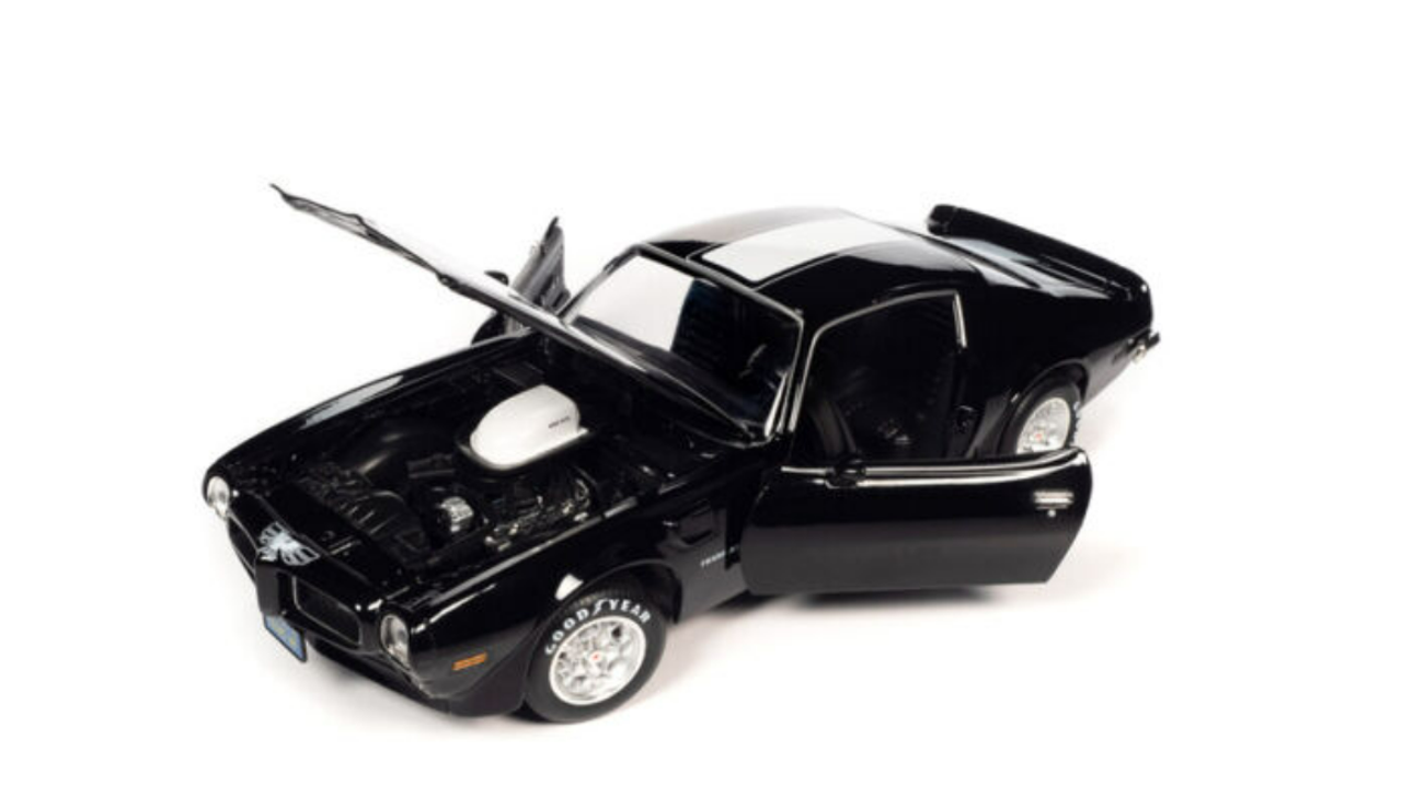 1/18 Auto World 1972 Pontiac Firebird T/A Trans Am Starlight Black with White Stripes Diecast Car Model