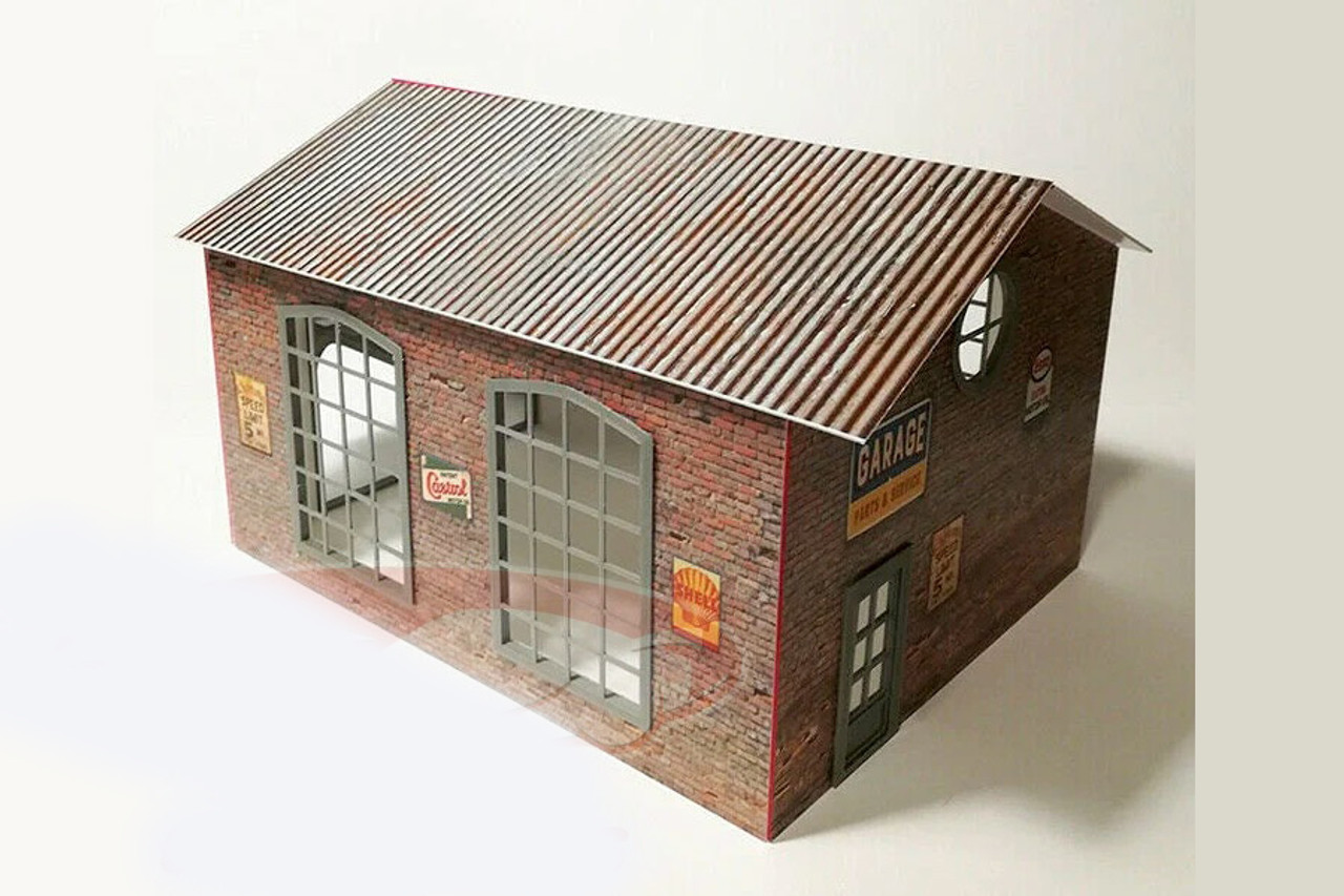 Two-floor car garage ''brick'' and ''metal'' walls Scale 1:43 Diorama model  kit