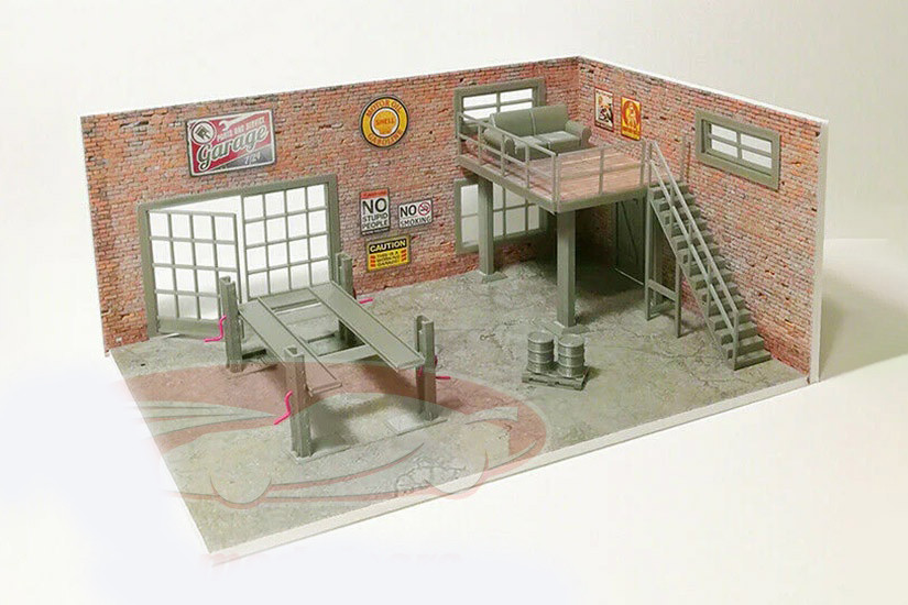 【Mr】 1/43 Dioramatoys Two Floor Brick Design Garage Diorama (car