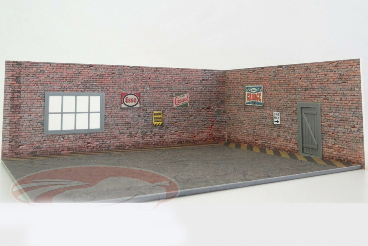 Scale 1:43 Diorama Brick Auto Garage Model Cars Display Miniature