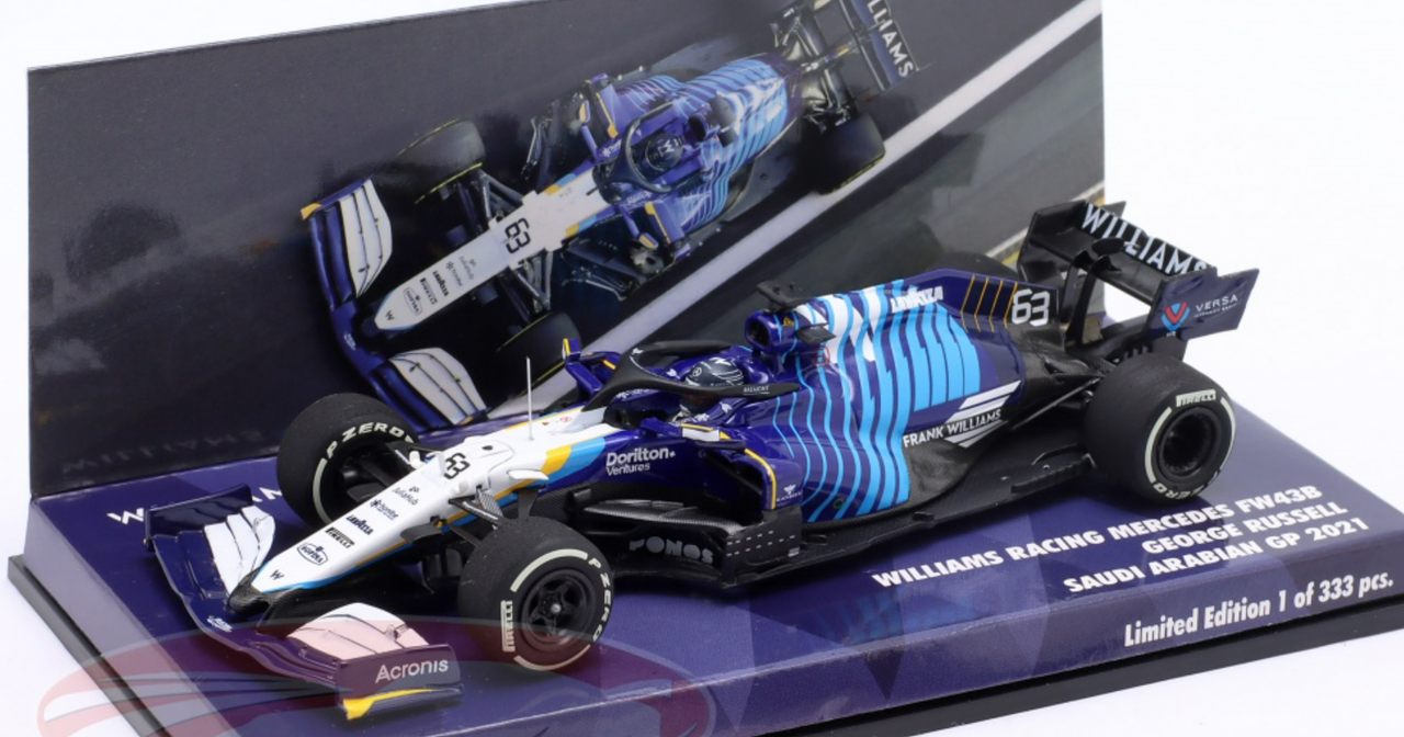 1/43 Minichamps 2021 Formula 1 George Russell Williams FW43B #63 Saudi Arabia GP Car Model