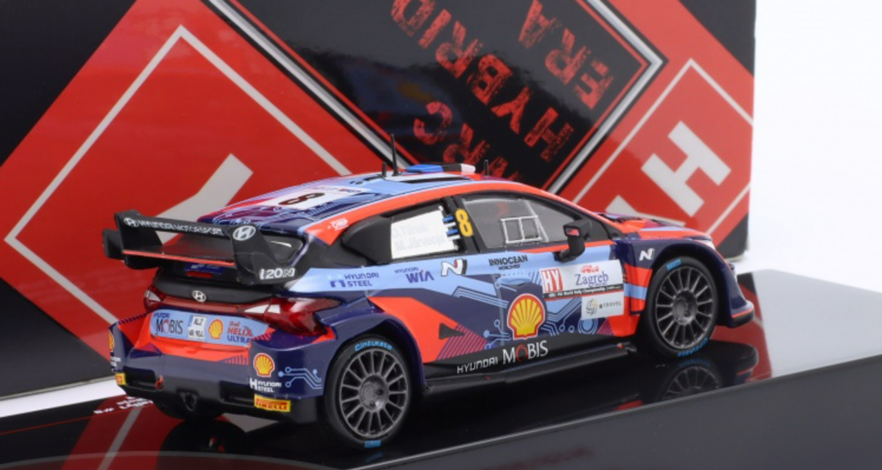 1/43 Ixo 2022 Hyundai i20 N Rally1 #8 2nd Rallye Croatia Hyundai Shell Mobis WRT Ott Tänak, Martin Järveoja Car Model