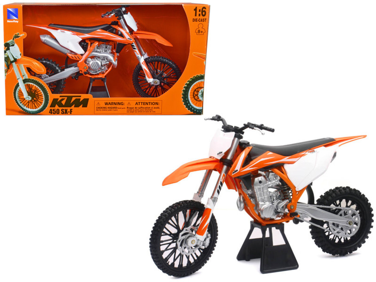 ×3 2018 KTM 450 SX-F Dirt Bike Motorcycle Orange and White 1/6