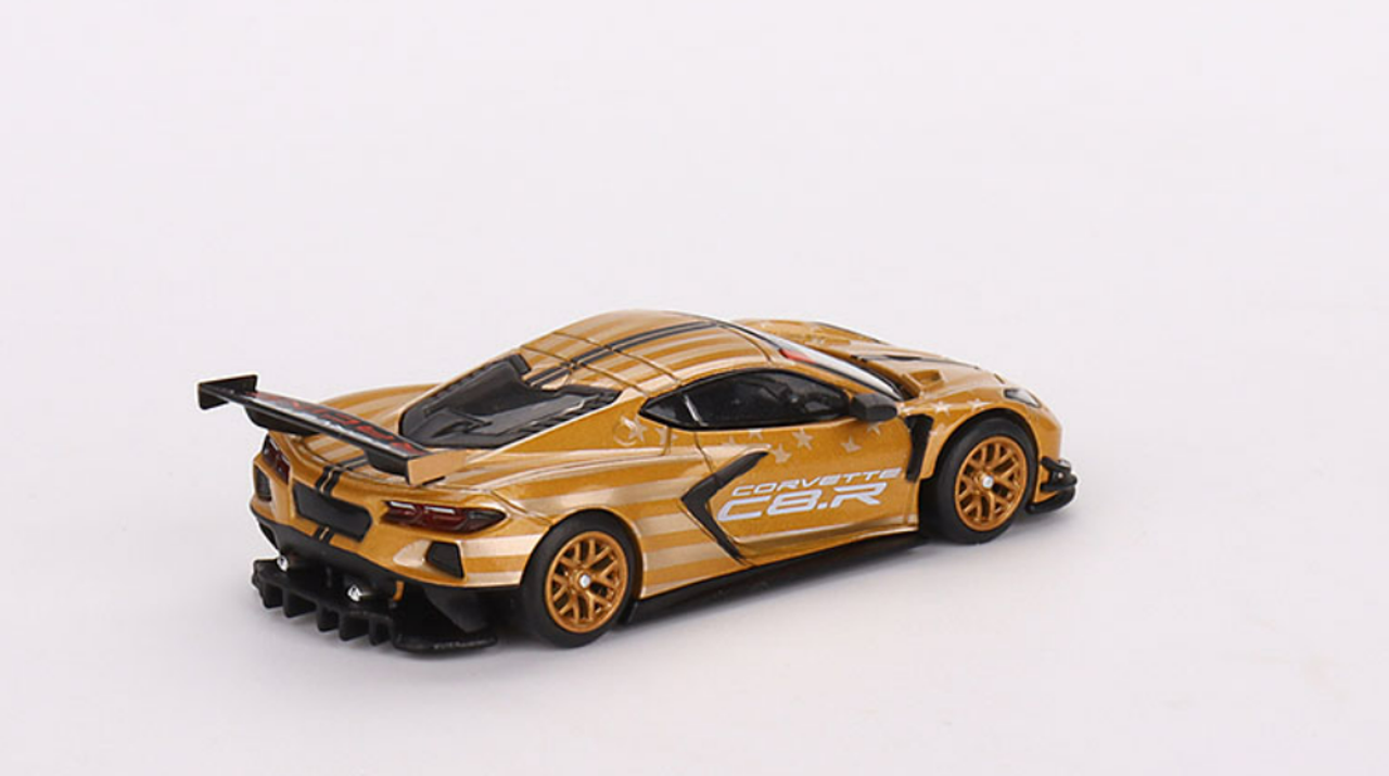 1/64 Mini GT 2023 Chevrolet Corvette C8.R Stars & Stripes (Gold Silver) Diecast Car Model