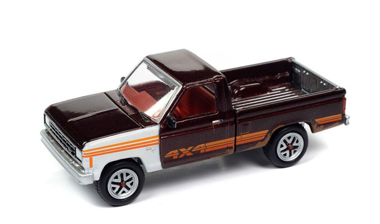 1/64 Johnny Lightning 1984 Ford Ranger (Dark Red) Diecast Car Model