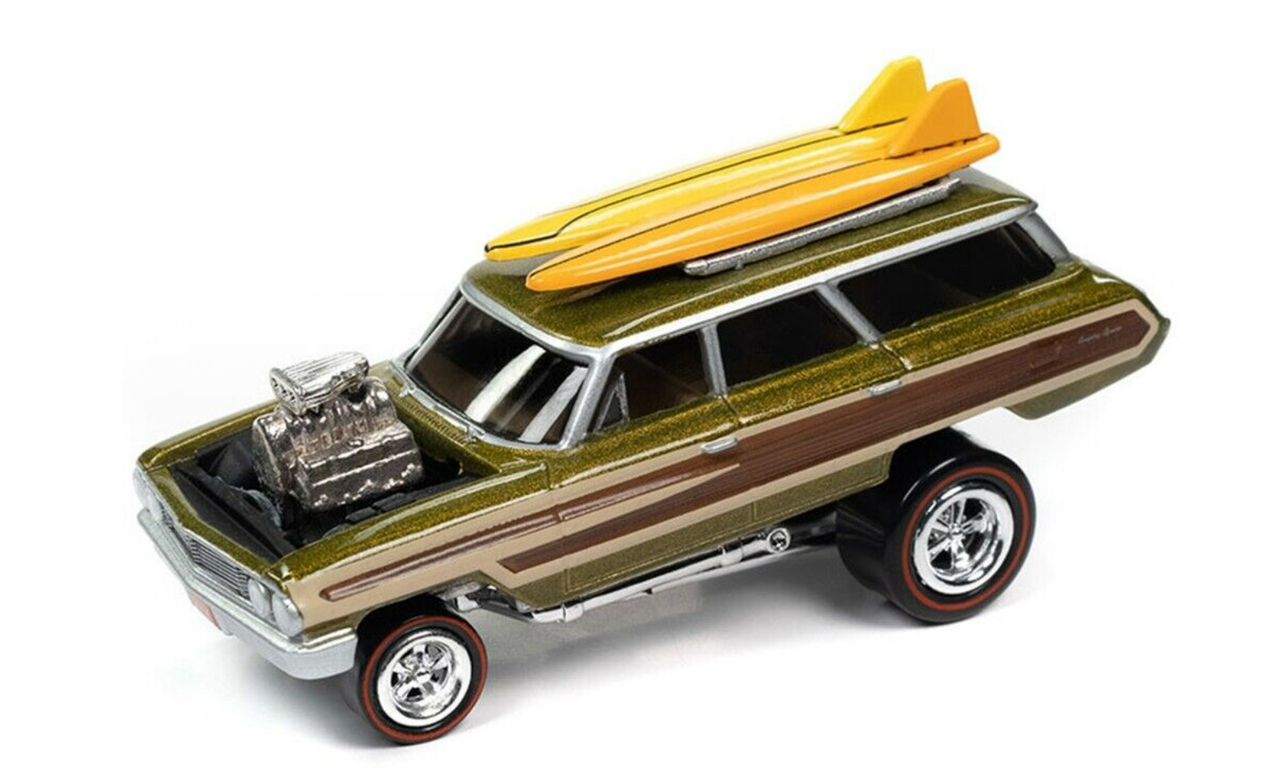 1/64 Johnny Lightning 1964 Ford Country Squire Zinger (Green) Diecast Car Model