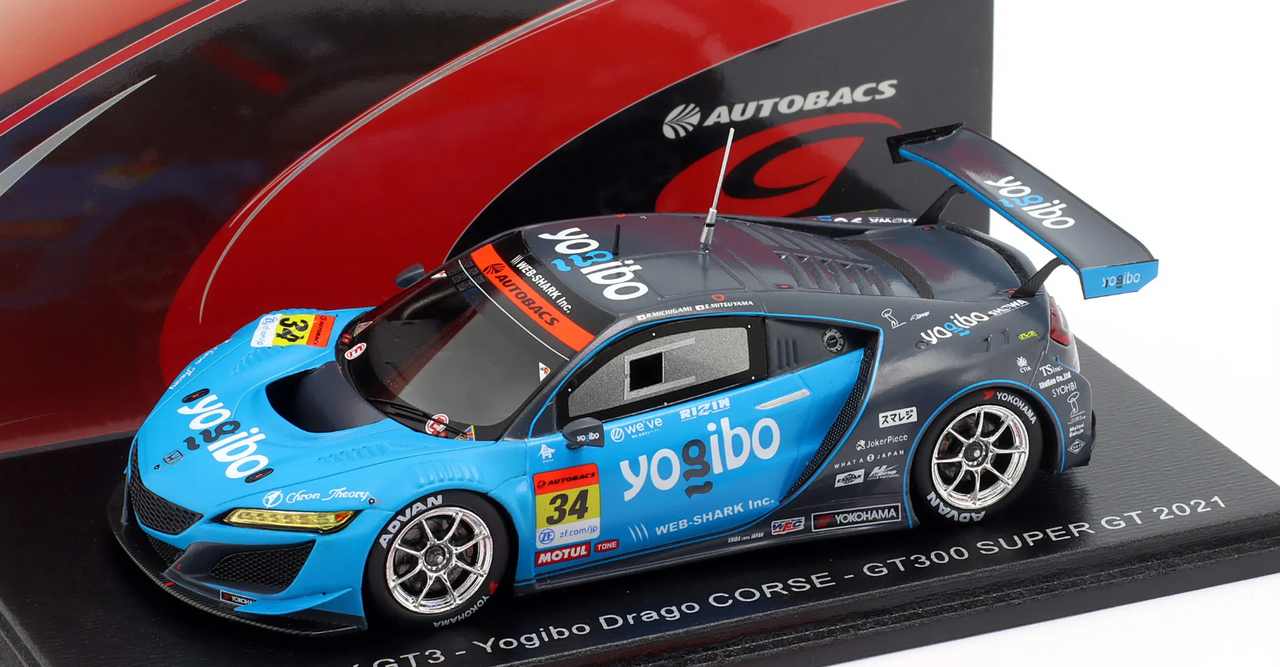 1/43 Spark 2021 Acura Yogibo NSX GT3 No.34 Yogibo Drago CORSE GT300 SUPER GT Ryo Michigami - Shogo Mitsuyama Car Model