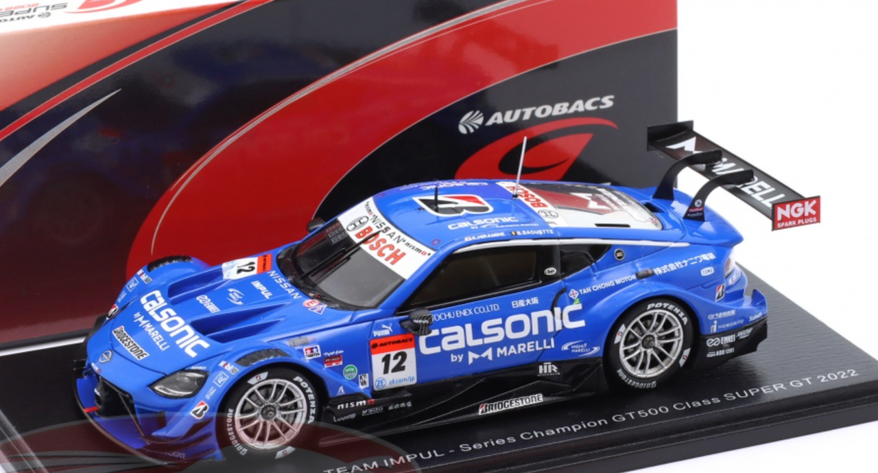 1/43 Spark 2022 Nissan Fairlady CALSONIC IMPUL Z No.12 TEAM IMPUL Series Champion GT500 Class SUPER GT Kazuki Hiramine - Bertrand Baguette Car Model