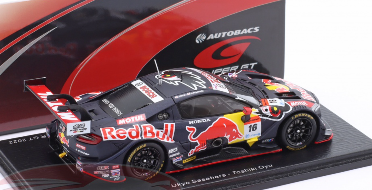 1/43 Spark 2022 Acura Red Bull MOTUL MUGEN NSX-GT No.16 TEAM Red Bull MUGEN GT500 SUPER GT Ukyo Sasahara - Toshiki Oyu Car Model