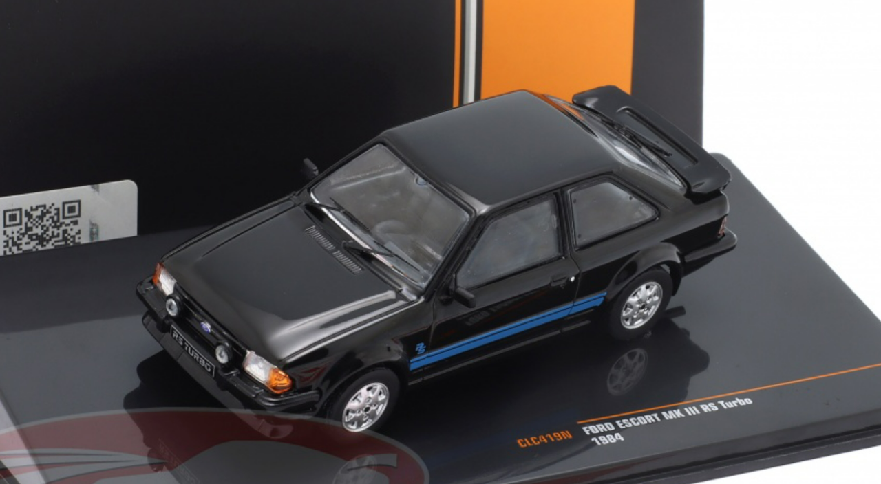 1/43 Ixo 1984 Ford Escort MK III RS Turbo (Black) Car Model