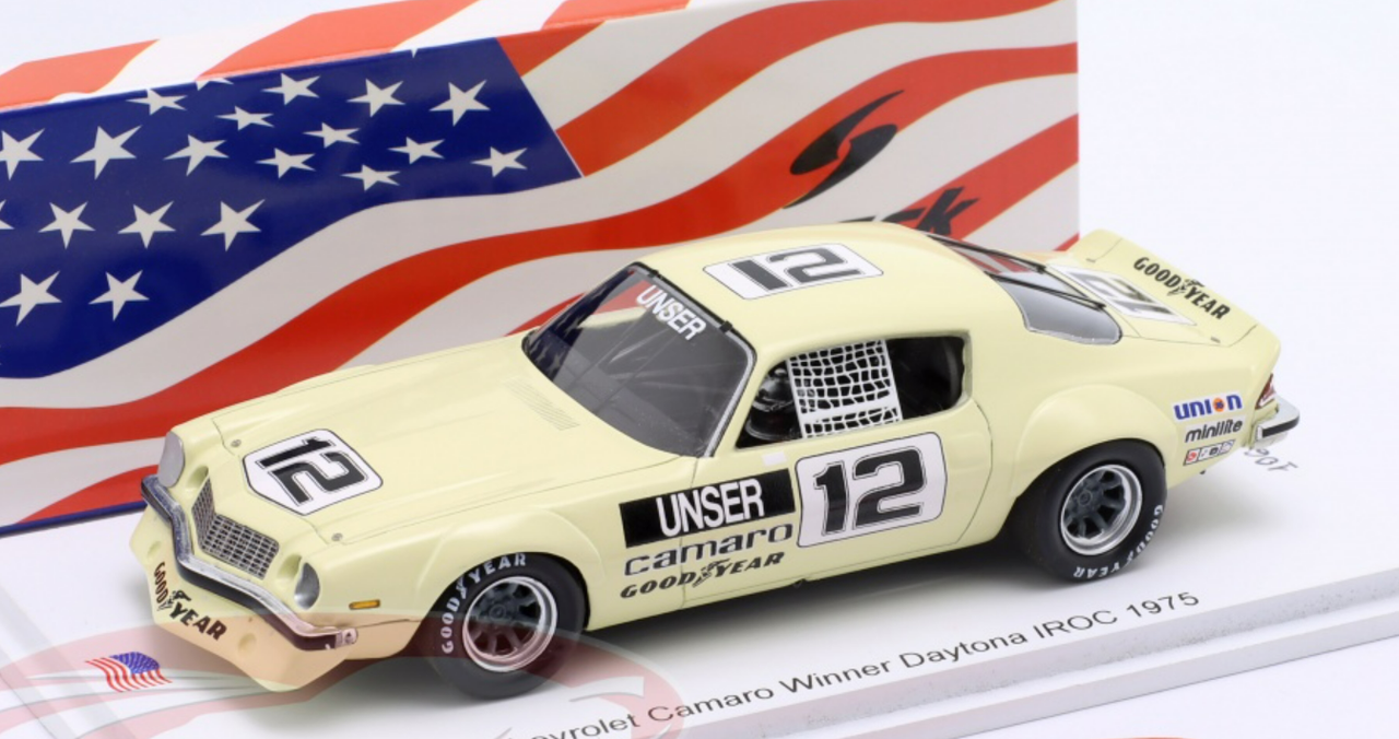 1/43 Spark 1974-1975 Chevrolet Camaro #12 Winner IROC Daytona Bobby Unser Car Model