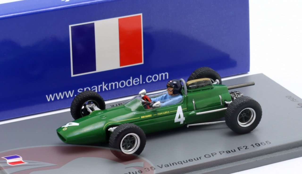 1/43 Spark 1965 Formula 2 Jim Clark Lotus 35 #4 Winner GP Pau Car Model