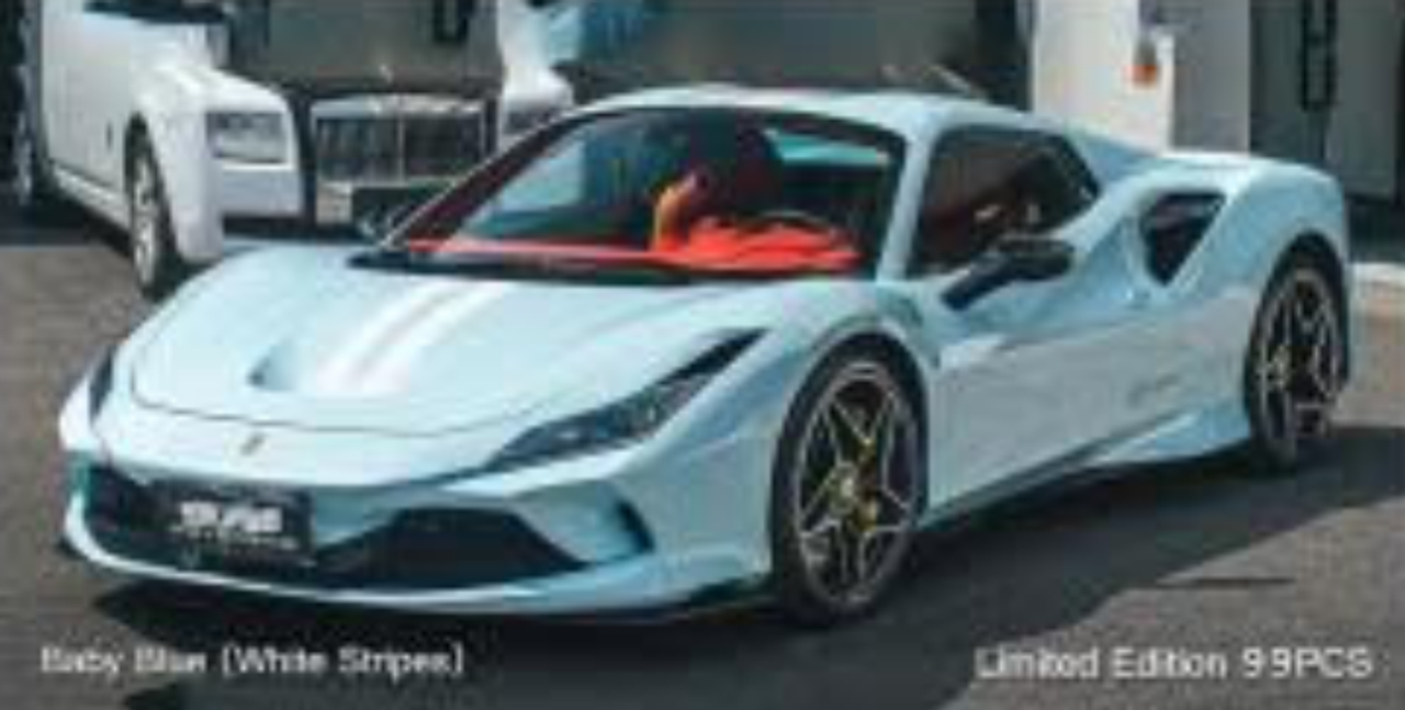 Indoor Autoabdeckung Ferrari F8 Tributo Blue with white striping