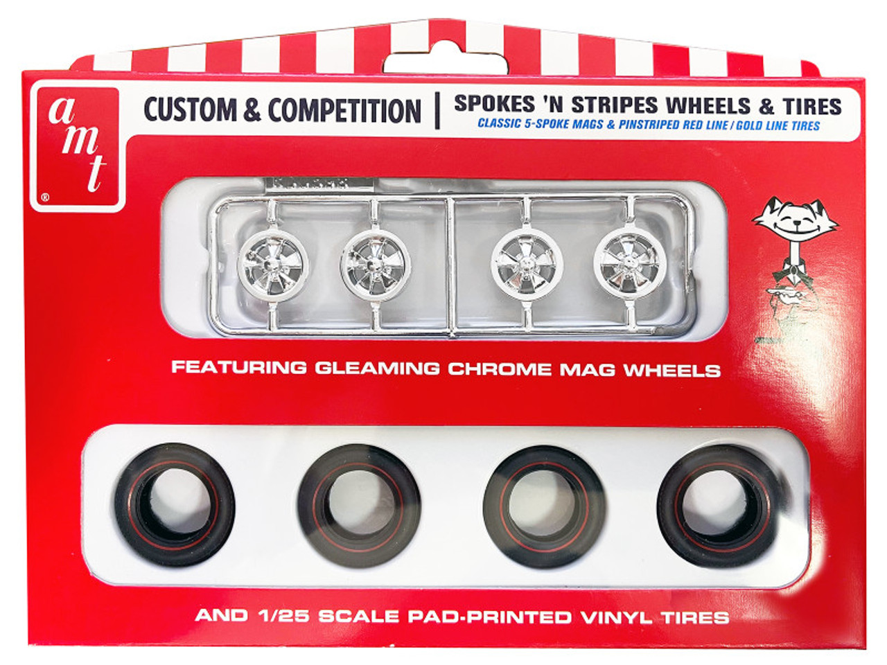 Skill 2 Model Kit "Spokes 'N Stripes" Wheels and Tires Set of 4 Pieces 1/25 Scale Model by AMT