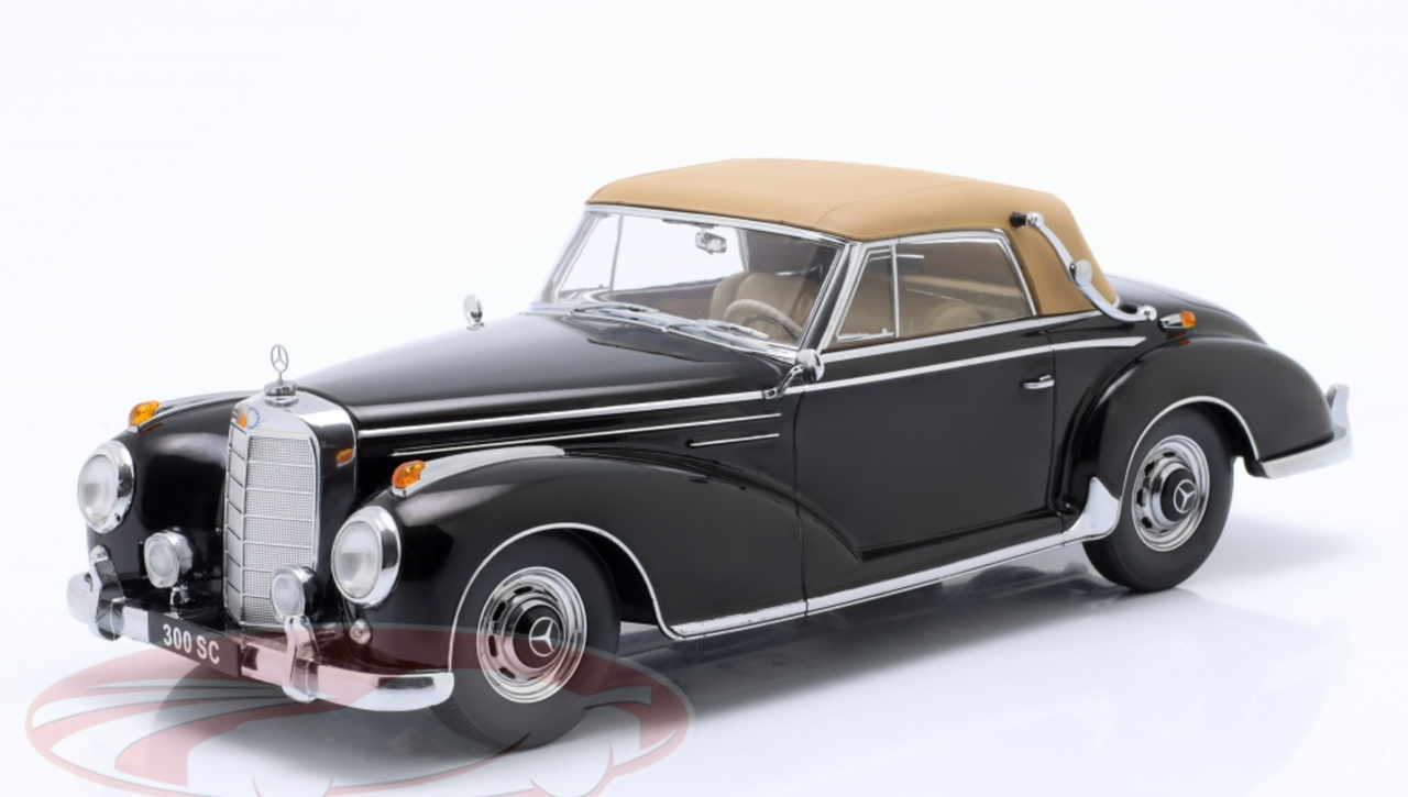 1/18 KK-Scale 1957 Mercedes-Benz 300 SC Convertible Softtop (W188) (Black) Diecast Car Model