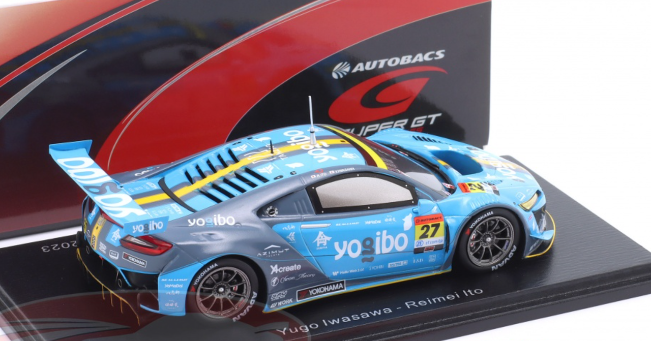 1/43 Spark 2023 Yogibo NSX GT3 No.27 Yogibo Racing GT300 SUPER GT Yugo Iwasawa - Reimei Ito Resin Car Model