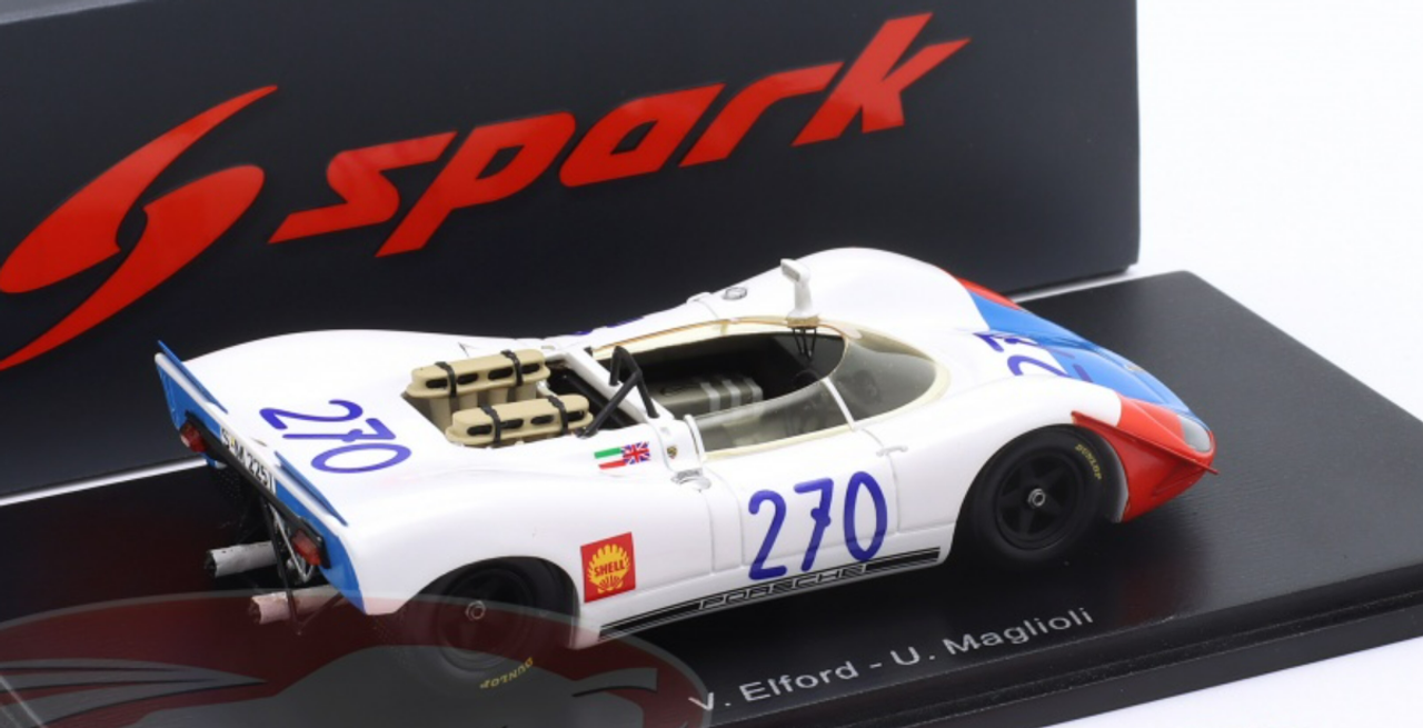 1/43 Spark 1969 Porsche 908/02 #270 2nd Targa Florio Porsche System Vic Elford, Umberto Maglioli Car Model