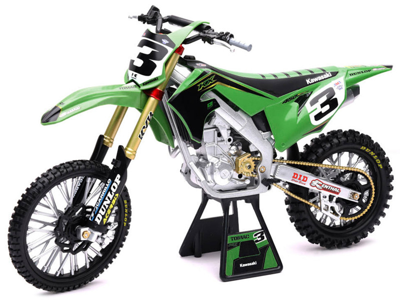 、 Kawasaki KX 450F Dirt Bike Motorcycle #3 Eli Tomac Green and