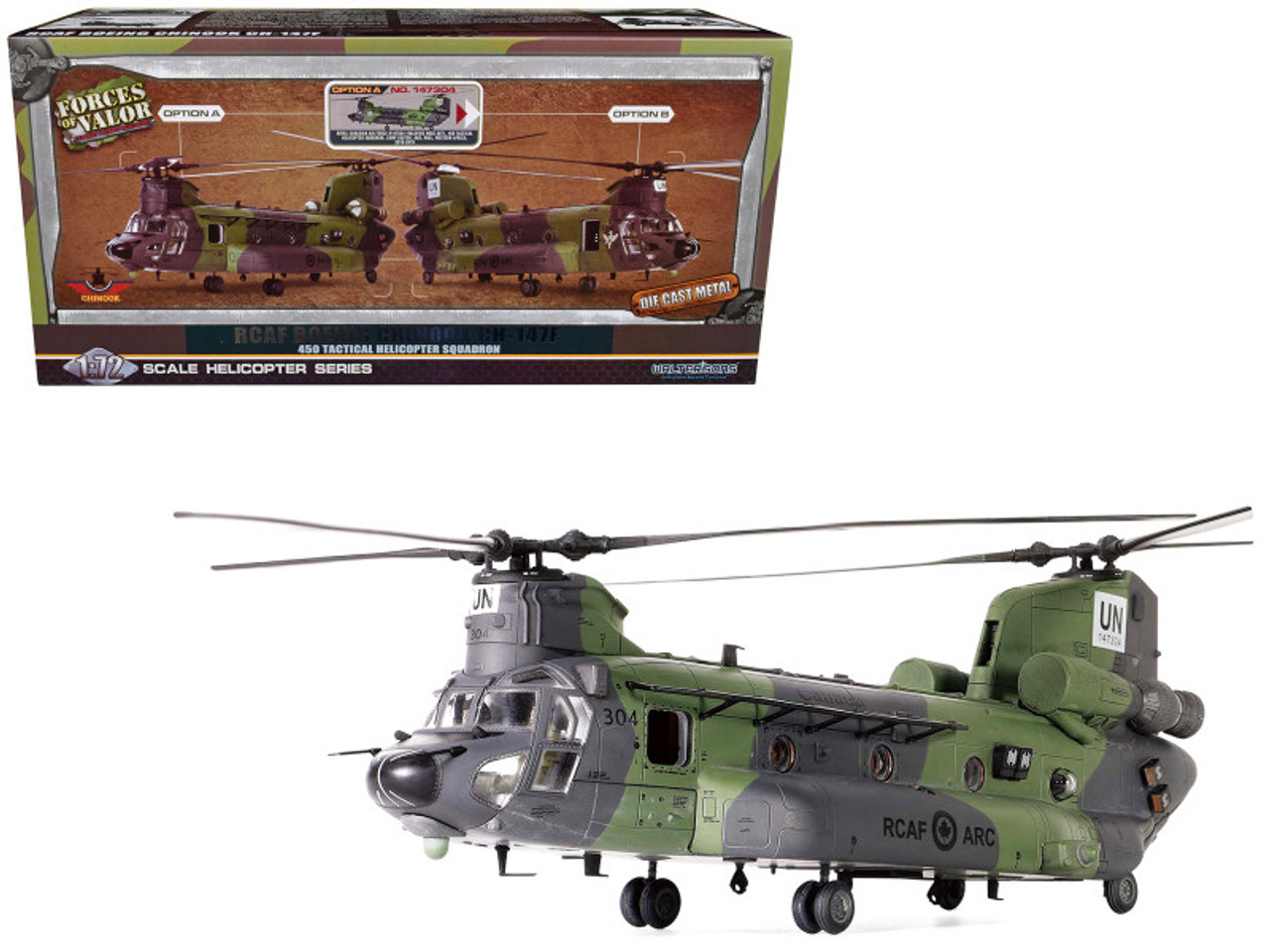 Boeing Chinook CH-147F Helicopter "Royal Canadian Air Force #147304 (Valkyrie Nose Art) 450 Tactical Helicopter Squadron Camp Castor Gao Mali Western Africa" (2018-2019) 1/72 Diecast Model by Forces of Valor