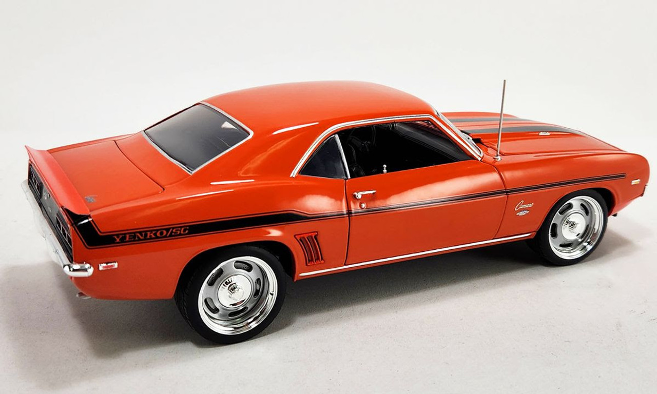 1/18 ACME 1969 Chevrolet Yenko Camaro (Hugger Orange with Black Stripes) & New 18" Rallye Wheels & Tires Diecast Car Model