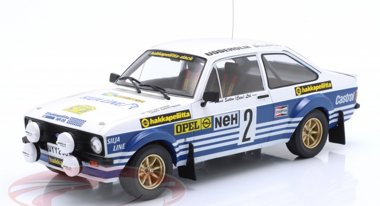 1/18 Ixo 1982 Ford Escort MK II RS 1800 #2 2nd Rallye Sweden David Sutton Motorsport Ari Vatanen, Terry Harryman Car Model