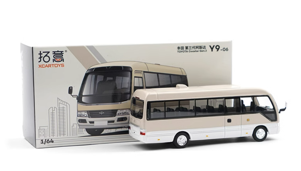 1/64 Toyota Coaster 3rd Generation (Beige & White) Car Model