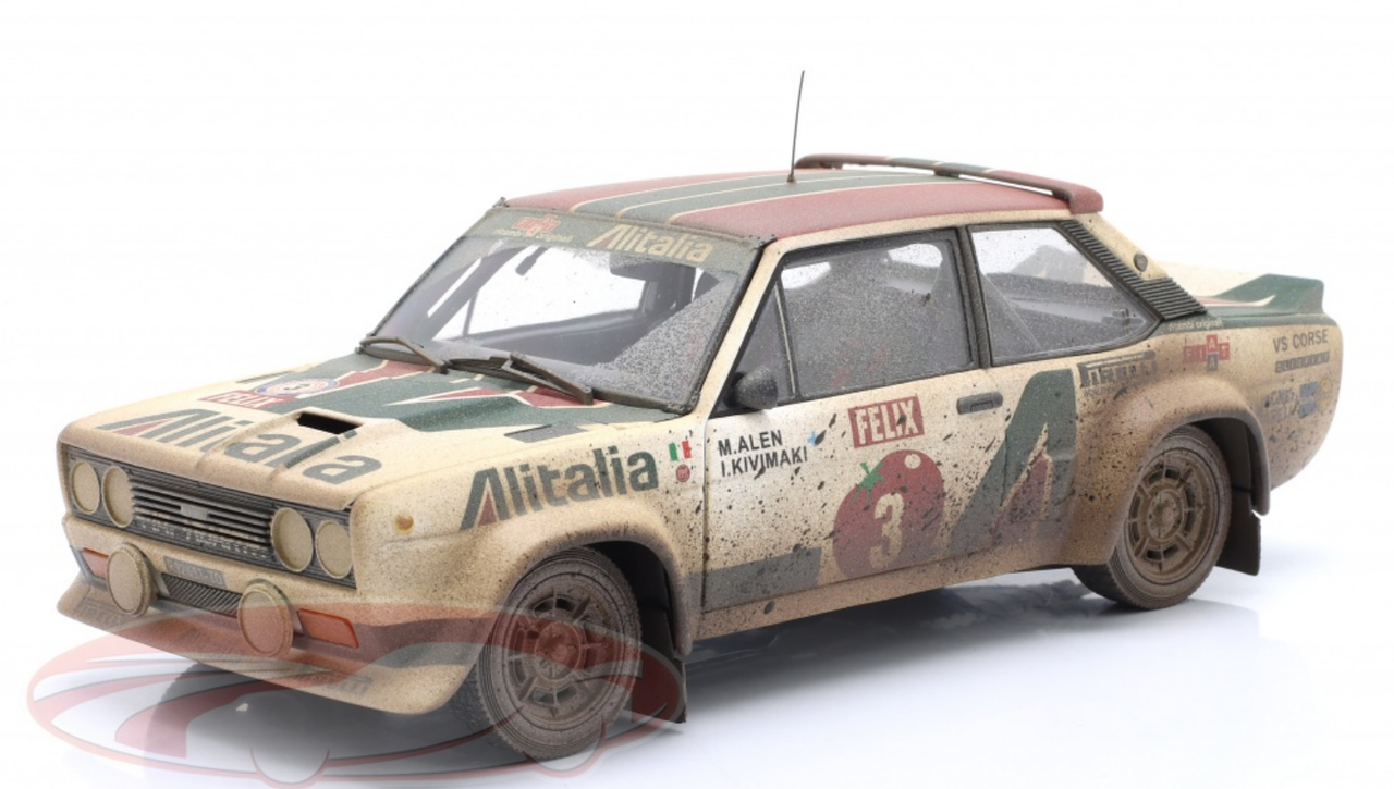 1/18 Kyosho 1978 Fiat 131 Abarth #3 Winner Rally 1000 Lakes Fiat Alitalia Markku Alén, Ilkka Kivimäki DIecast Car Model