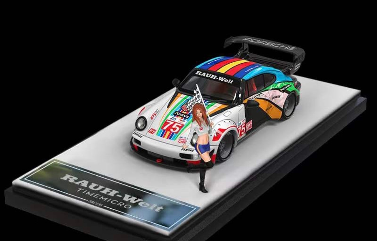 1/64 Time Micro Porsche 911 964 RWB Lemans 100th Anniversary Decal Car Model with Figure