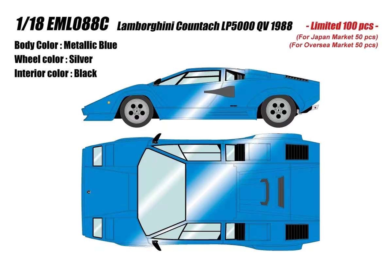 1/18 Makeup 1988 Lamborghini Countach LP5000 QV (Metallic Blue) Resin Car Model Limited 100 Pieces