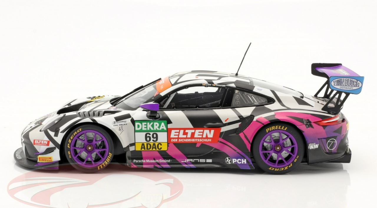 1/18 Minichamps 2019 Porsche 911 GT3 R #69 ADAC GT Masters Iron Force by Ring Police Jan-Erik Slooten, Lucas Luhr Car Model