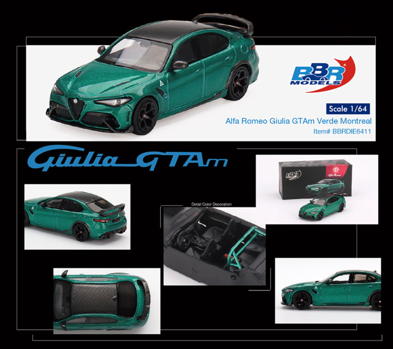 1/64 BBR Alfa Romeo Giulia GTAm (Verde Montreal Green) Car Model