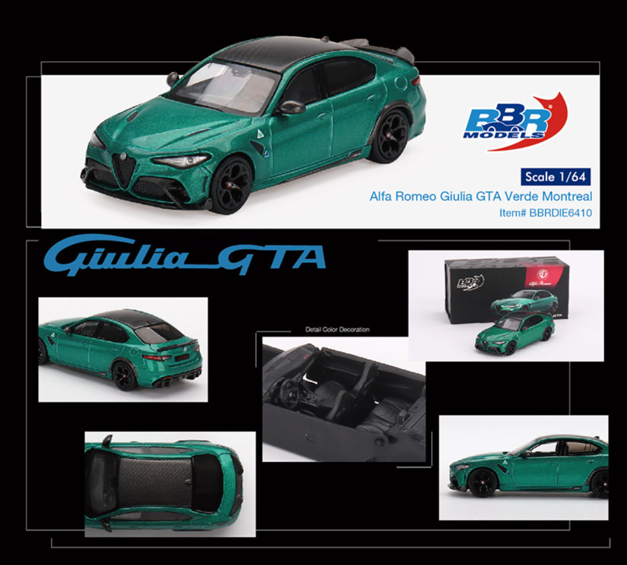 1/64 BBR Alfa Romeo Giulia GTA (Verde Montreal Green) Car Model