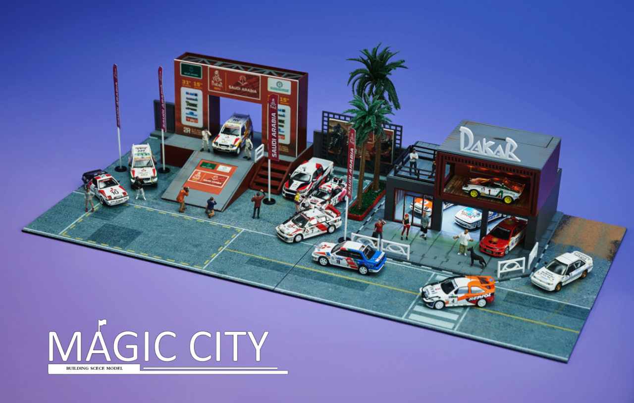 1/64 Magic City Dakar Rally Race Diorama (car models & figures NOT included)