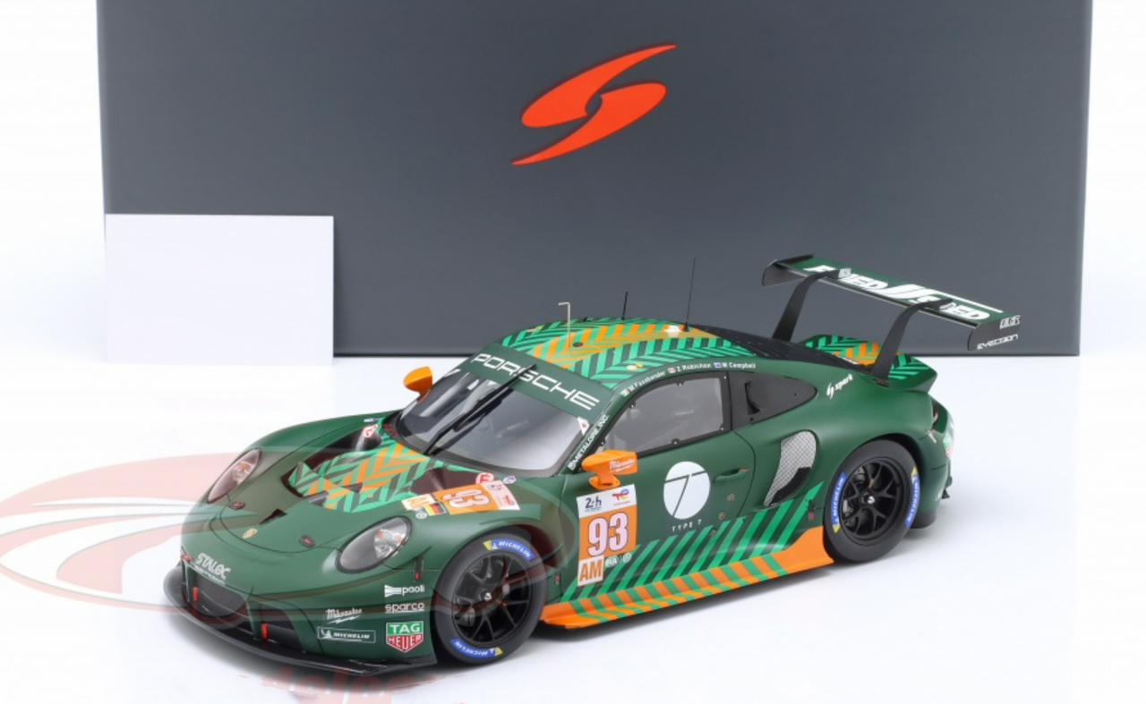 1/18 Spark 2022 Porsche 911 RSR-19 #93 24h LeMans Proton Competition Michael Fassbender, Matt Campbell, Zacharie Robichon Car Model