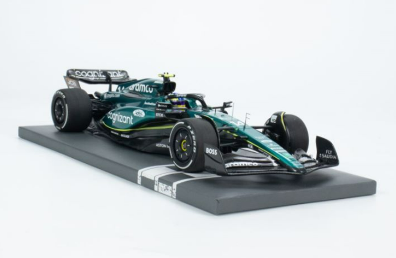 1/18 Minichamps 2023 Formula 1 Aston Martin Aramco Cognizant AMR23 Fernando Alonso Saudi Arabian GP 3rd Place Diecast Car Model