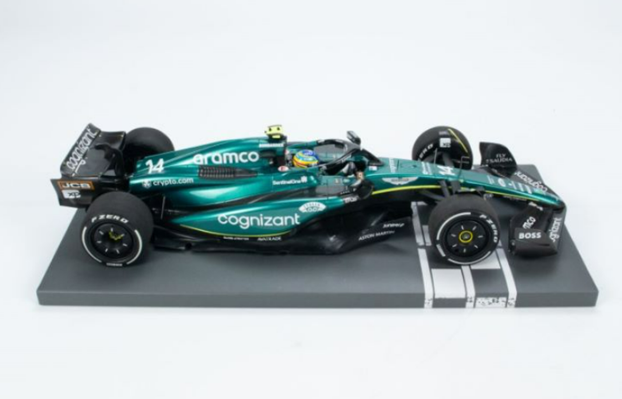 1/18 Minichamps 2023 Formula 1 Aston Martin Aramco Cognizant AMR23 Fernando Alonso Saudi Arabian GP 3rd Place Diecast Car Model