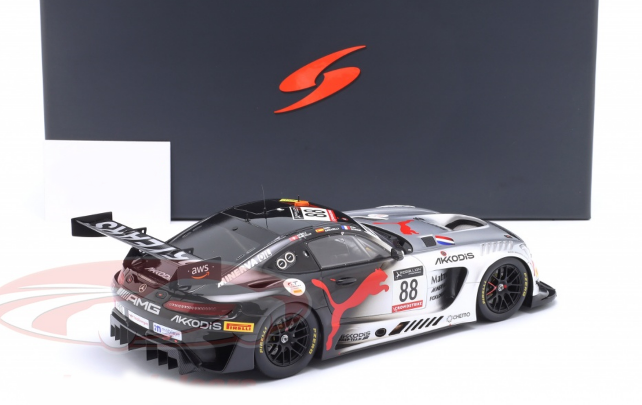 1/18 Spark 2022 Mercedes-Benz AMG GT3 #88 Winner 24h Spa AMG Team AKKodis ASP Raffaele Marciello, Daniel Juncadella, Jules Gounon Car Model