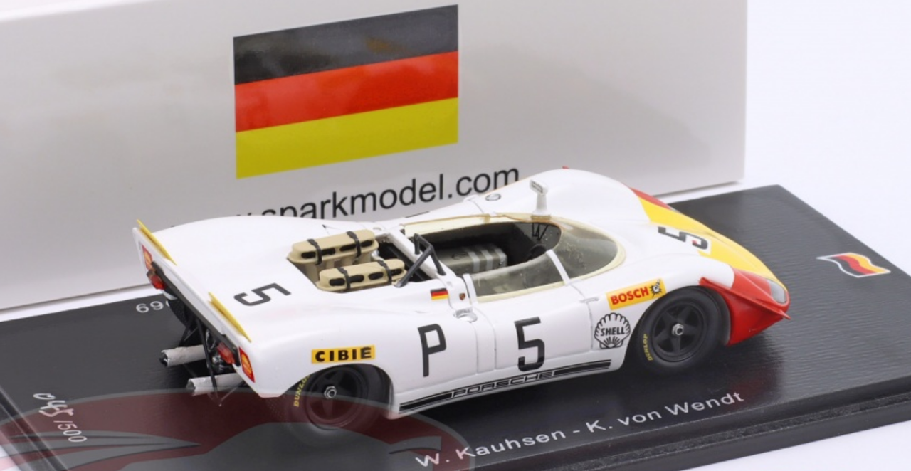1/43 Spark 1969 Porsche 908/02 #5 1000km Nürburgring Porsche System Engineering Willi Kauhsen, Karl von Wendt Car Model